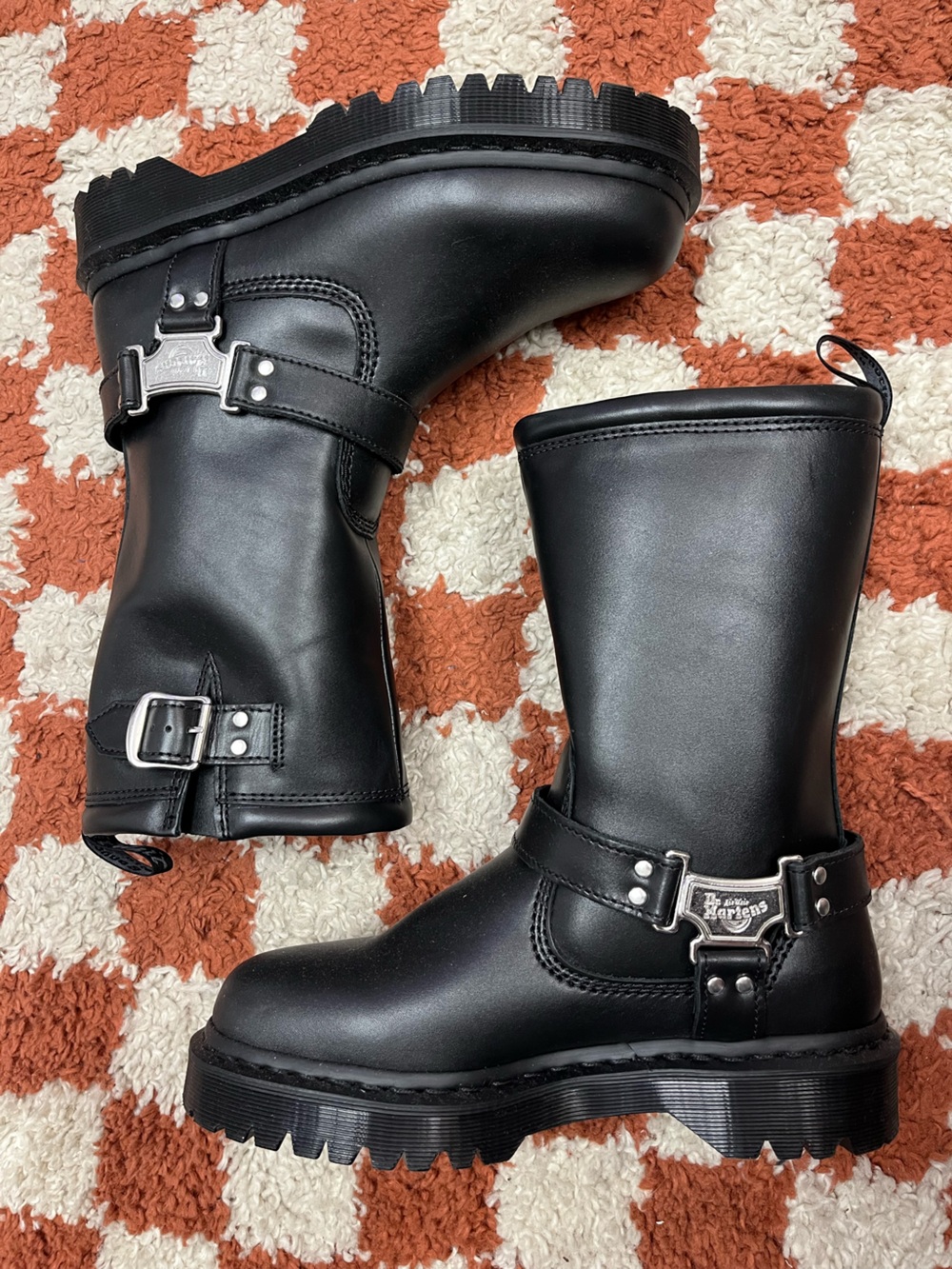 Dr. Martens Black Anistone Hi Leather Biker Boots